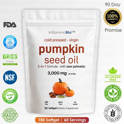 InflammaBio™ Pumpkin Seed Oil & Saw Palmetto. Dual-Action DHT-Blocker
