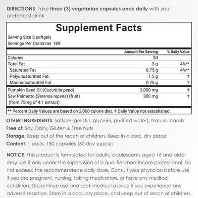 InflammaBio™ Pumpkin Seed Oil & Saw Palmetto. Dual-Action DHT Blocker