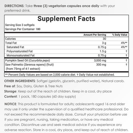 InflammaBio™ Pumpkin Seed Oil & Saw Palmetto. Dual-Action DHT Blocker