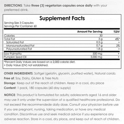 InflammaBio™ Pumpkin Seed Oil & Saw Palmetto. Dual-Action DHT-Blocker